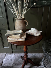Load image into Gallery viewer, Antique mahogany decorative turned tripod leg wine side table