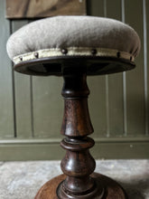 Load image into Gallery viewer, Antique Victorian mahohany reupholstered linen piano stool