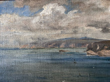 Load image into Gallery viewer, Antique Victorian oil painting on canvas coastal scene seascape