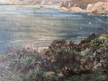 Load image into Gallery viewer, Antique Victorian oil painting on canvas coastal scene seascape
