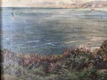 Load image into Gallery viewer, Antique Victorian oil painting on canvas coastal scene seascape