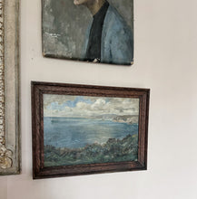 Load image into Gallery viewer, Antique Victorian oil painting on canvas coastal scene seascape