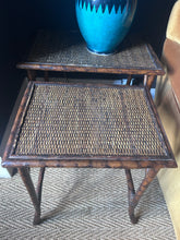 Load image into Gallery viewer, Antique Victorian tiger bamboo nest of three tables
