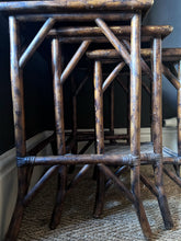 Load image into Gallery viewer, Antique Victorian tiger bamboo nest of three tables
