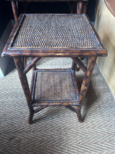 Load image into Gallery viewer, Antique Victorian tiger bamboo nest of three tables