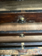 Load image into Gallery viewer, Antique dark wooden watch makers desk top storage drawers