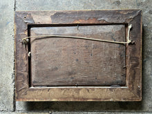 Load image into Gallery viewer, Antique early 19th century oil painting on wooden panel naive primitive farm scene