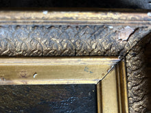 Load image into Gallery viewer, Antique early 19th century oil painting on wooden panel naive primitive farm scene