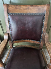 Load image into Gallery viewer, Antique early 20th Century Edwardian Oak &amp; leather swivel  captains desk chair