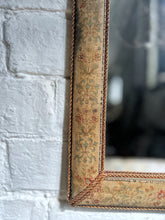 Load image into Gallery viewer, Antique cushion frame floral Tapestry style covered fabric mirror with decorative rope piping