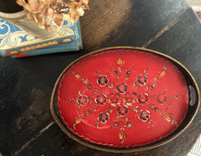 Load image into Gallery viewer, Antique folk art hand painted Hindelooper floral tray