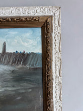 Load image into Gallery viewer, Antique seascape coastal naive oil painting on board