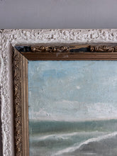 Load image into Gallery viewer, Antique seascape coastal naive oil painting on board