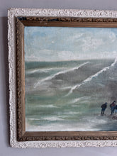 Load image into Gallery viewer, Antique seascape coastal naive oil painting on board