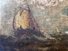 Load image into Gallery viewer, Antique miniature 19th Century Dutch seascape oil painting on canvas