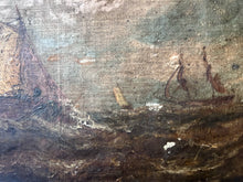 Load image into Gallery viewer, Antique miniature 19th Century Dutch seascape oil painting on canvas