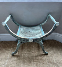 Load image into Gallery viewer, Antique painted 19th century French Curule stool with scroll handles