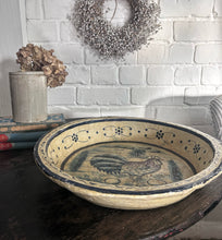 Load image into Gallery viewer, Antique papier mache blue cream decorative hand painted folk art bowl