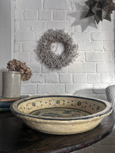 Load image into Gallery viewer, Antique papier mache blue cream decorative hand painted folk art bowl