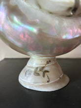 Load image into Gallery viewer, Antique polished mother of pearl sea shell posy vase on pedestal