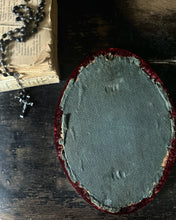Load image into Gallery viewer, Antique red velvet framed oval wall mirror
