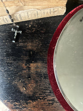 Load image into Gallery viewer, Antique red velvet framed oval wall mirror