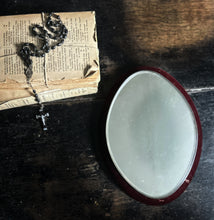 Load image into Gallery viewer, Antique red velvet framed oval wall mirror