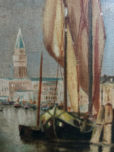 Load image into Gallery viewer, Antique seascape Venetian landscape nautical scenic oil painting on canvas
