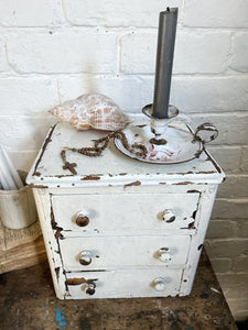 Antique set of table top drawers with original white paint