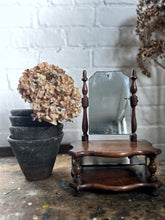 Load image into Gallery viewer, Antique small swivel table top dressing table bathroom mirror with mirrored shelf