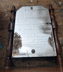 Antique Regency style small swivel table top dressing table bathroom mirror with mirrored shelf
