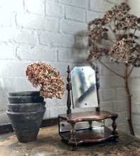 Load image into Gallery viewer, Antique small swivel table top dressing table bathroom mirror with mirrored shelf