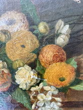 Load image into Gallery viewer, Antique still life floral oil painting on canvas