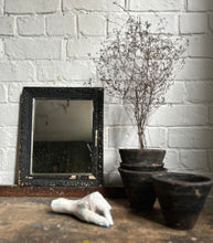 Load image into Gallery viewer, Antique wooden carved decorative black painted mirror 