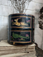 Load image into Gallery viewer, Antique wooden folk art hand painted Indian Asian rice  bucket