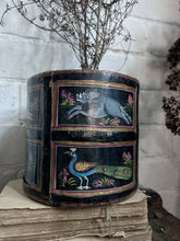 Load image into Gallery viewer, Antique wooden folk art hand painted Indian Asian rice  bucket