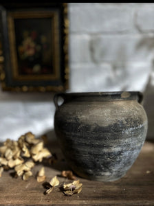 Antique Black Clay Japanese fermenting pot