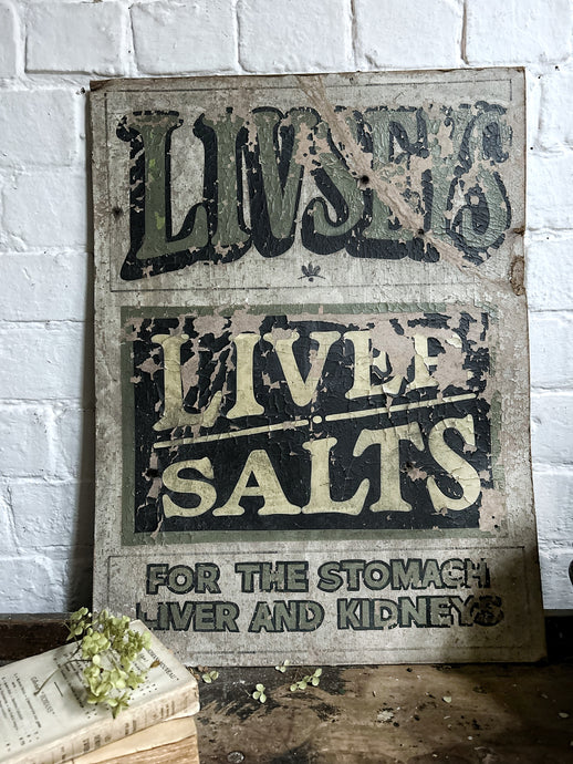 Antique cardboard chemists Liver Salts advertising sign