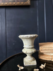 Antique French cast iron stone effect medicis pedastal urn vase