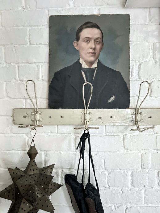 Antique late 19th Century Male portrait painting on card