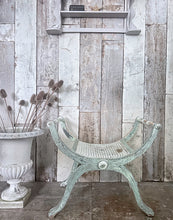 Load image into Gallery viewer, Antique painted 19th century French Curule stool with scroll handles