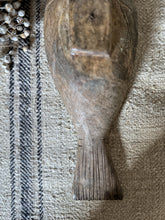 Load image into Gallery viewer, Rustic primitive hand carved wooden fish shaped scoop spoon