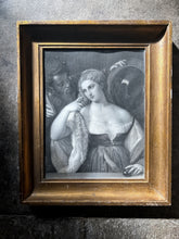 Load image into Gallery viewer, A framed antique print of an engraving of Laura Dianti from the original painted by Titian