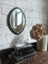 Load image into Gallery viewer, Antique red velvet framed oval wall mirror