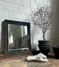 Load image into Gallery viewer, Antique wooden carved decorative black painted mirror 