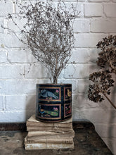 Load image into Gallery viewer, Antique wooden folk art hand painted Indian Asian rice  bucket