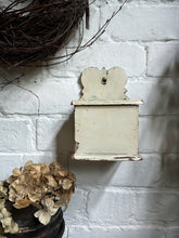 Load image into Gallery viewer, Antique wooden painted European wall hung salt box
