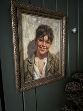 Load image into Gallery viewer, Antonio Vallone Italian Vintage signed portrait of smiling boy oil painting on canvas