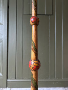Art deco 1930's hand painted floral beech floor lamp