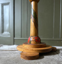 Load image into Gallery viewer, Art deco 1930&#39;s hand painted floral beech floor lamp